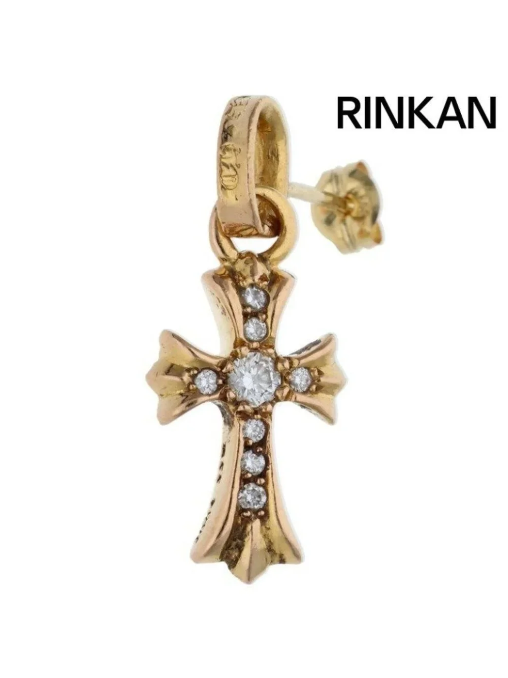 Chrome Hearts 22k Bby Pprchn P D 22k Baby Fat Pave Diamond Gold Earrings